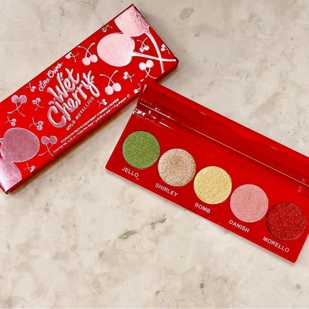 Lime Crime WET CHERRY WILD METALLICS EYE & FACE PALETTE EYESHADOW NIB NEW